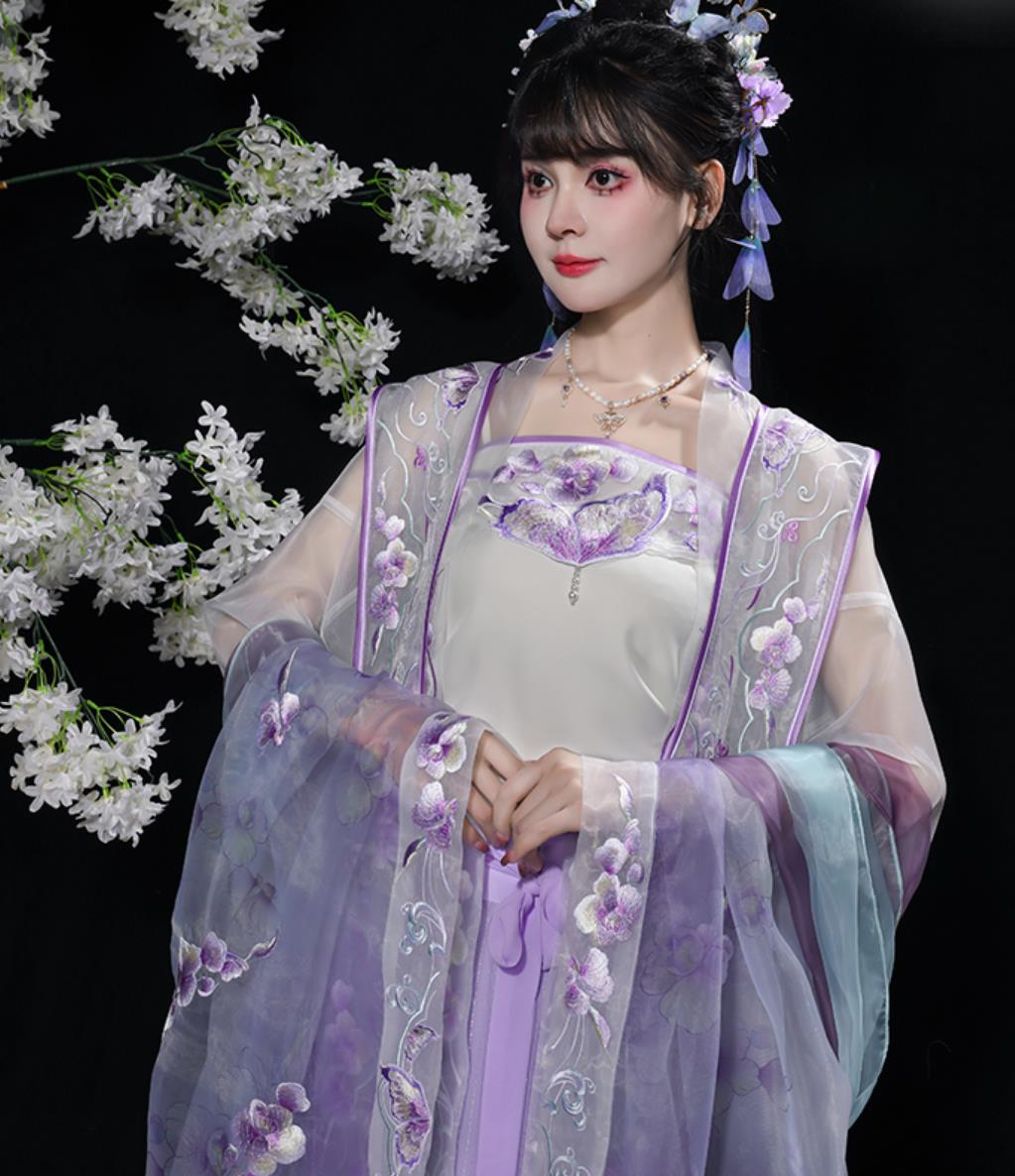 China Ancient Royal Princess Embroidered Purple Dress Traditional Court Woman Clothing Chinese Song Dynasty Hanfu