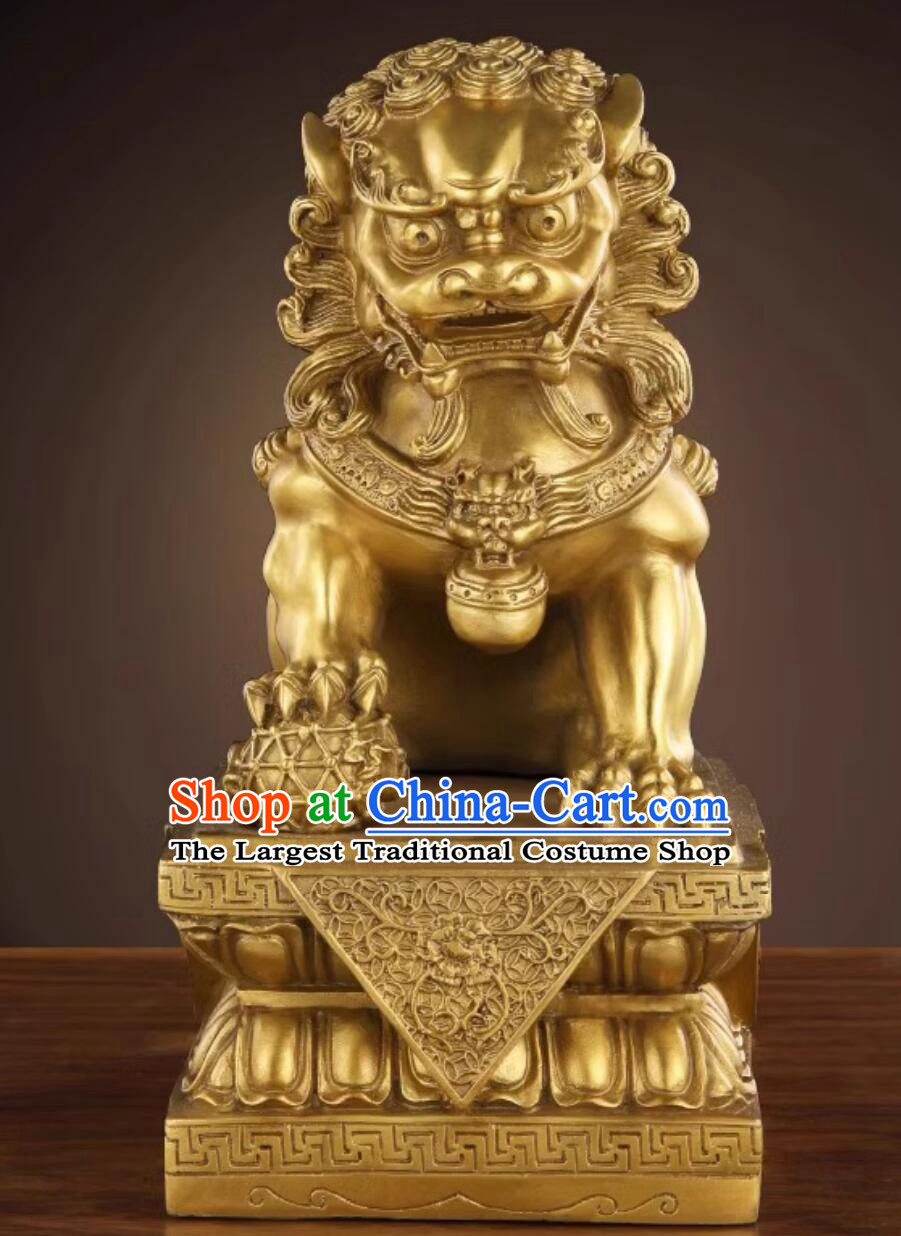 Chinese Artworks Top Brass Lion Decorations Doorway Decoration Beijing Lions Set