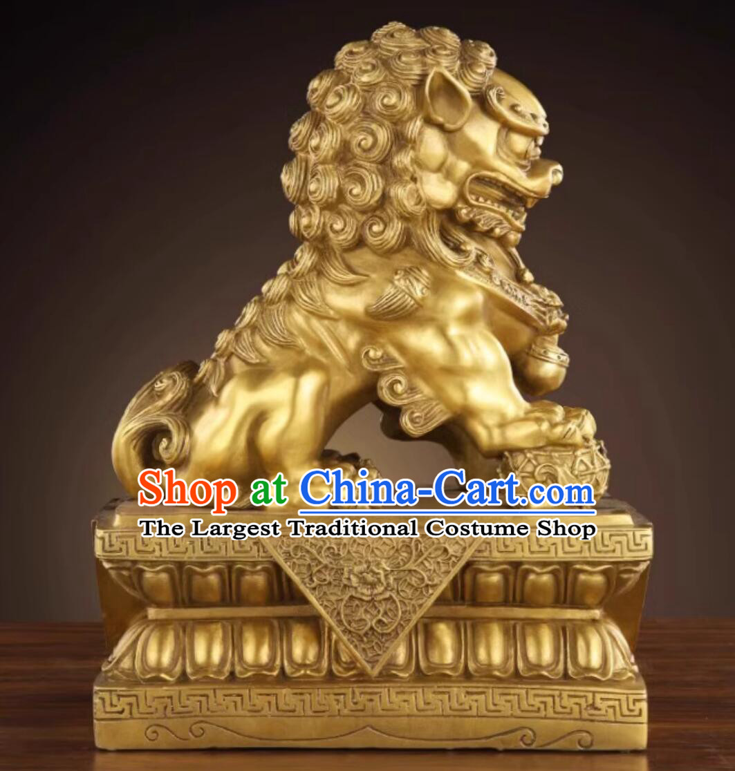 Chinese Artworks Top Brass Lion Decorations Doorway Decoration Beijing Lions Set