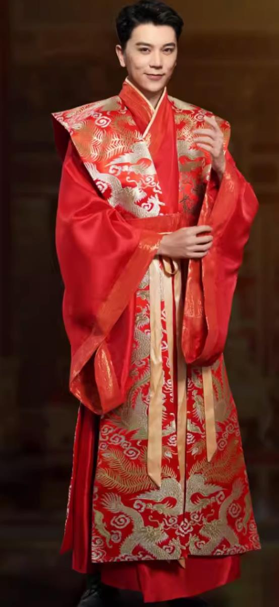 Traditional China Wedding Clothing Chinese Tang Dynasty Hanfu Ancient Groom Red Attire