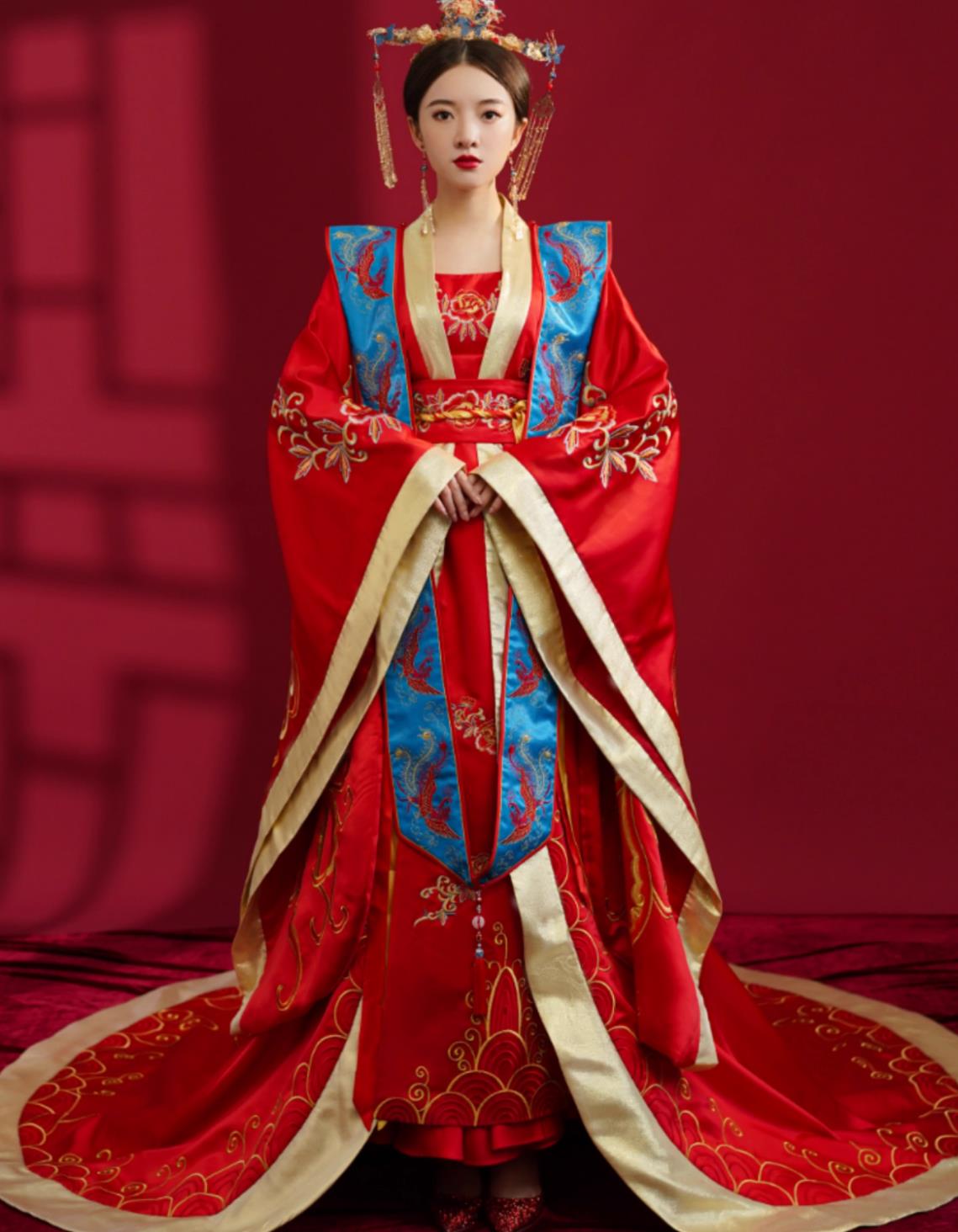 Chinese Ming Dynasty Hanfu Ancient Empress Red Attire Traditional China Wedding Clothing Red Dress