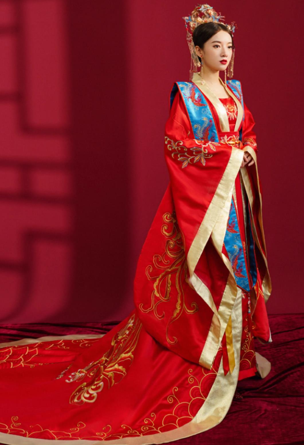 Chinese Ming Dynasty Hanfu Ancient Empress Red Attire Traditional China Wedding Clothing Red Dress