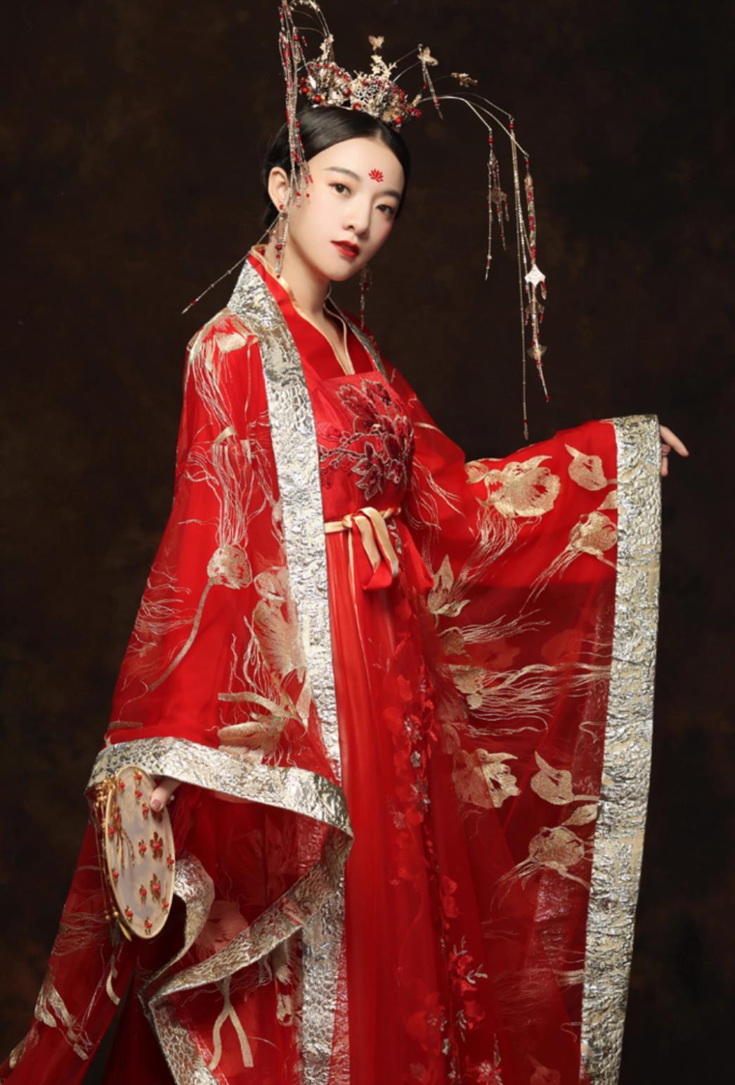 Traditional China Wedding Clothing Chinese Tang Dynasty Hanfu Ancient Princess Red Dress