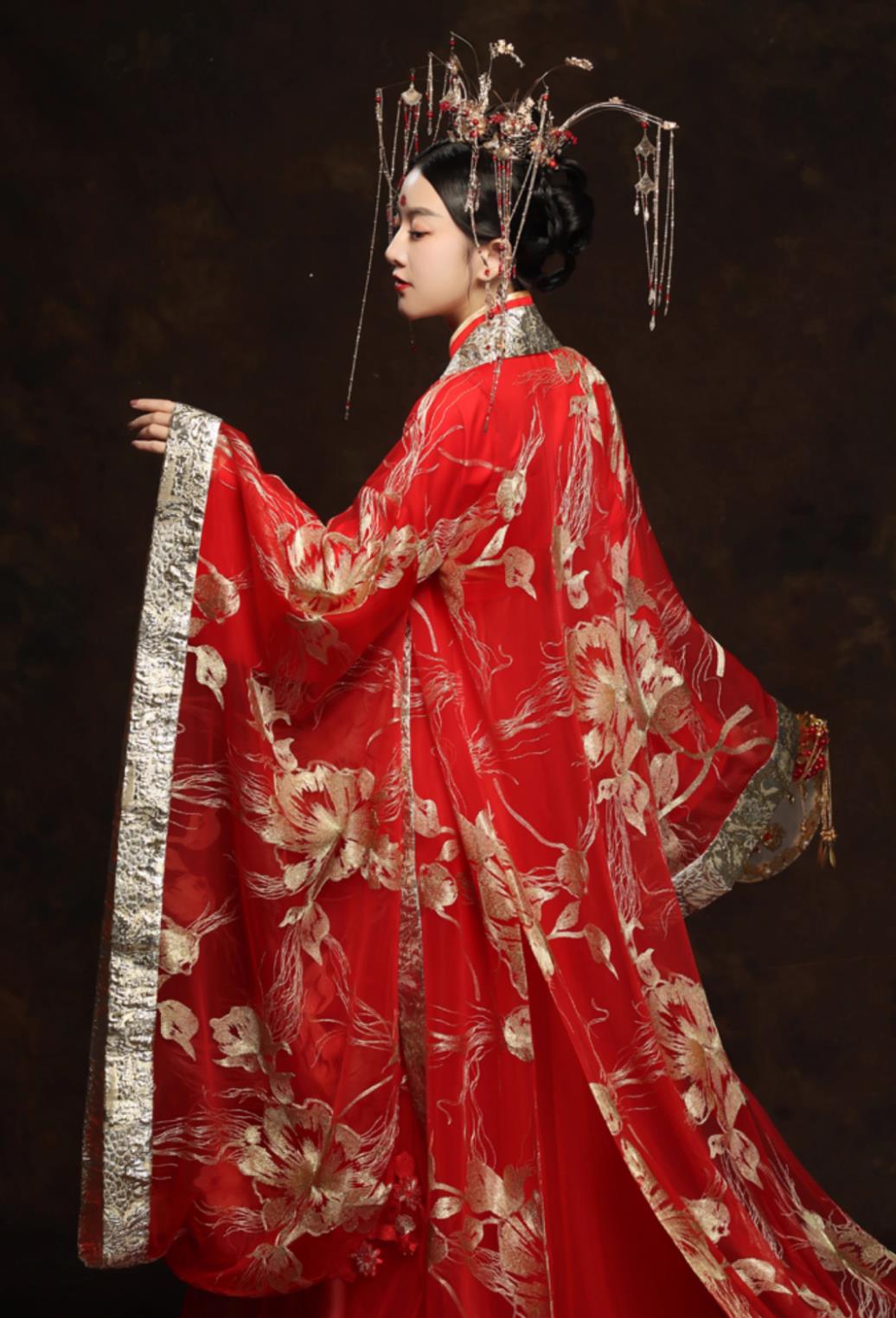 Traditional China Wedding Clothing Chinese Tang Dynasty Hanfu Ancient Princess Red Dress