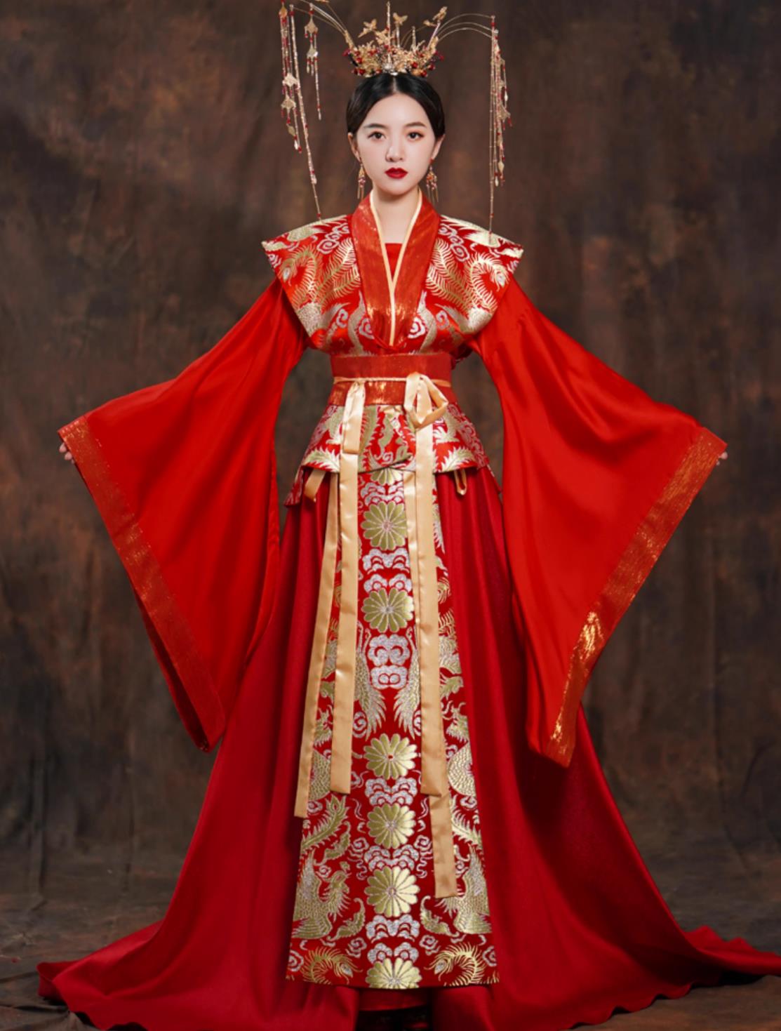 Ancient China Princess Red Dress Traditional Wedding Clothing Chinese Song Dynasty Hanfu