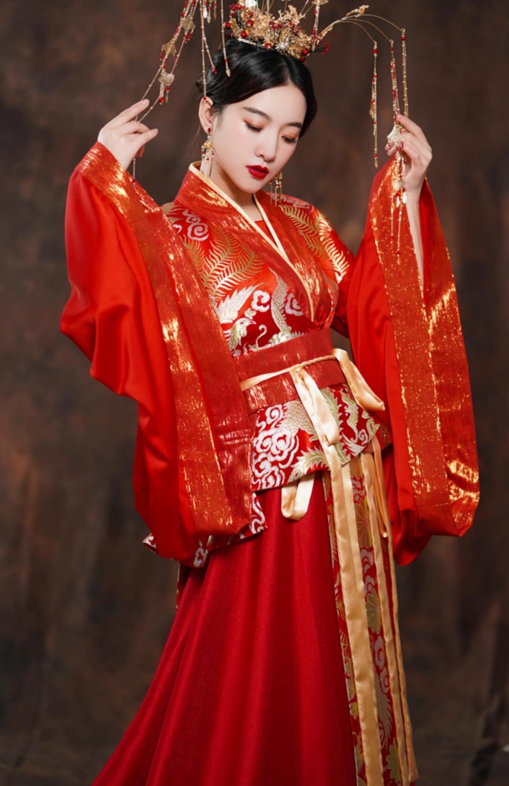 Ancient China Princess Red Dress Traditional Wedding Clothing Chinese Song Dynasty Hanfu