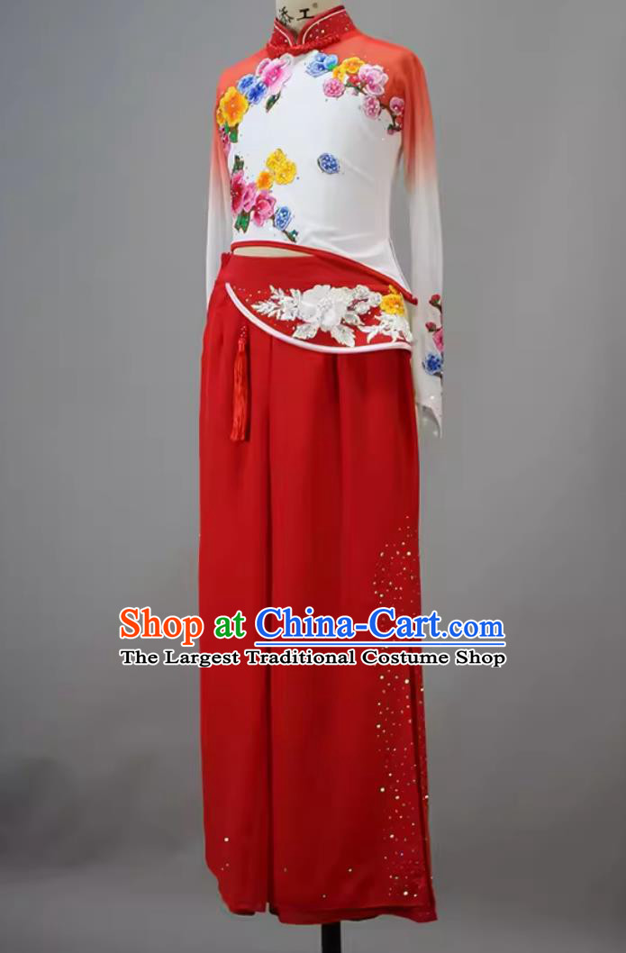 Chldren Group Dance Hu Niu Costume Chinese Folk Dance Clothing China Yangko Dance Red Outfit