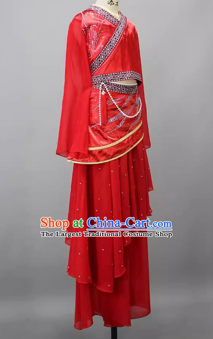 Chinese Classical Dance Clothing China Dance Contest Child Red Dress Han Tang Group Dance Costume