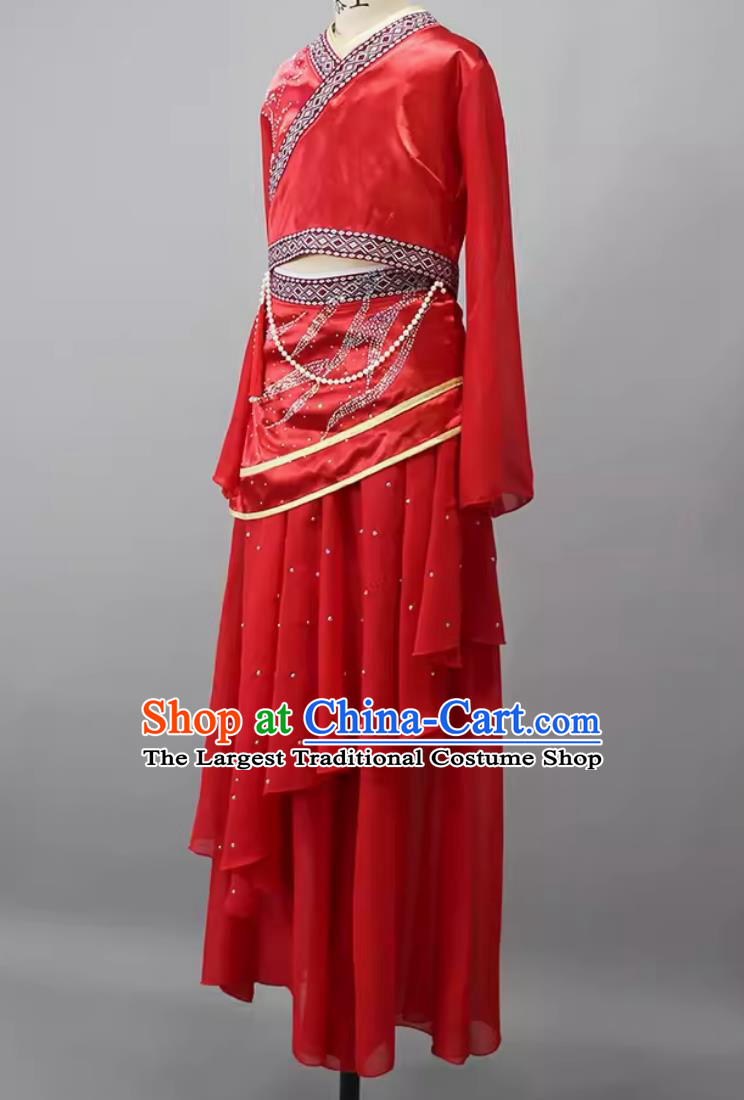 Chinese Classical Dance Clothing China Dance Contest Child Red Dress Han Tang Group Dance Costume