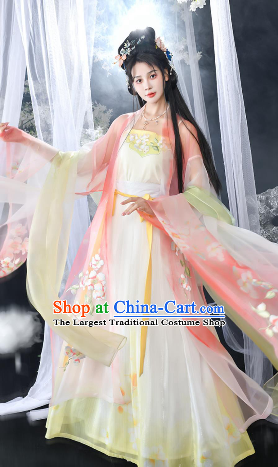 Chinese Traditional Female Clothing Tang Dynasty Royal Princess Hanfu Dress Ancient China Fairy Pink Costume