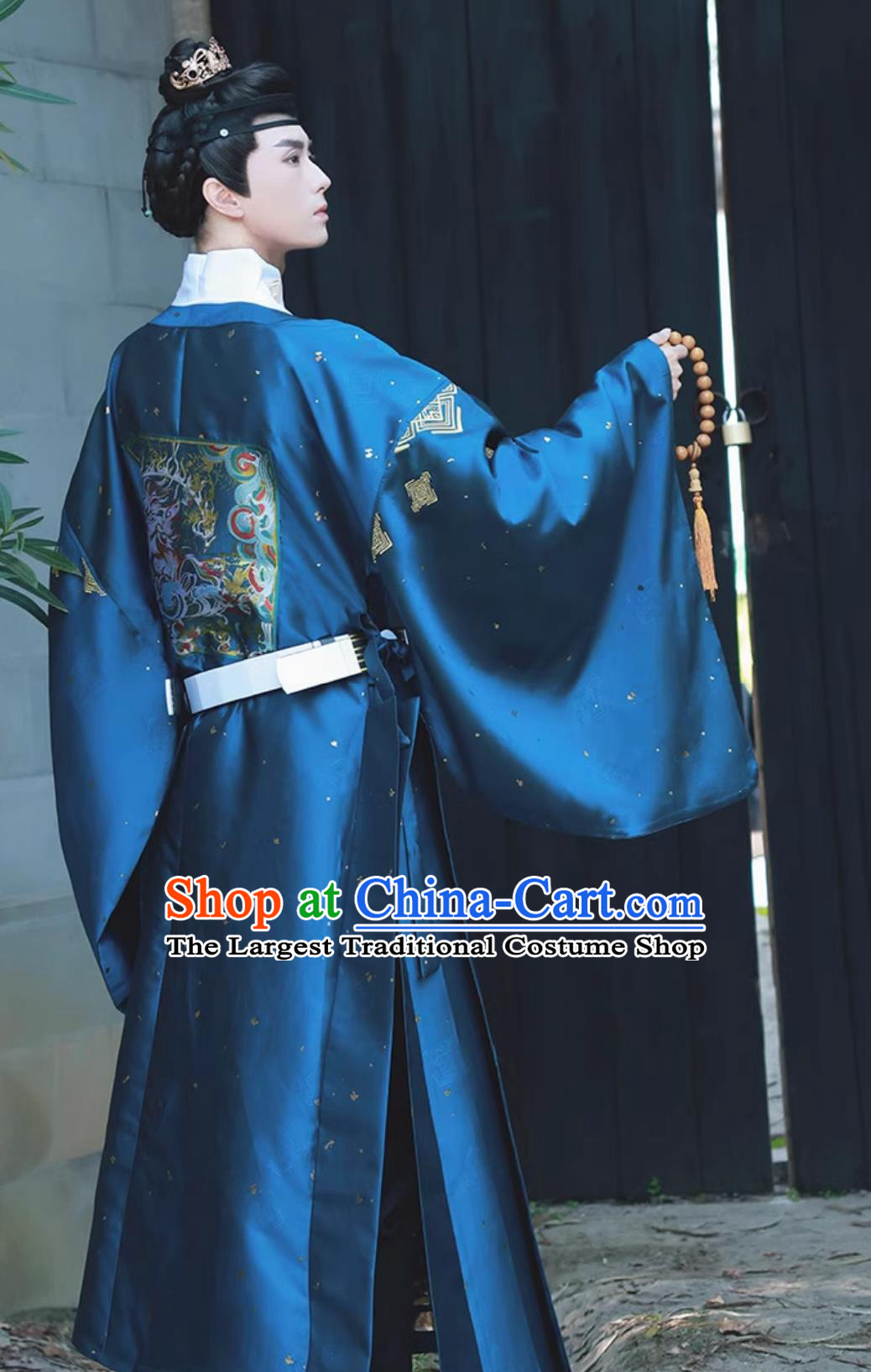 Ming Dynasty Blue Hanfu Robe Ancient China Prince Costume Chinese Traditional Official Clothing