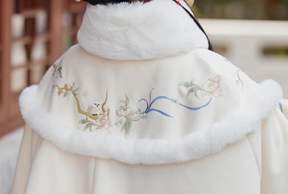 Winter Traditional Hanfu Cape Ancient China Princess Mantle Costume Chinese Embroidered Warm Cloak