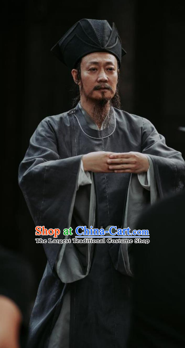 Ancient Chinese Philosopher Wang Yang Ming Costume Traditional Ming Dynasty Scholar Clothing