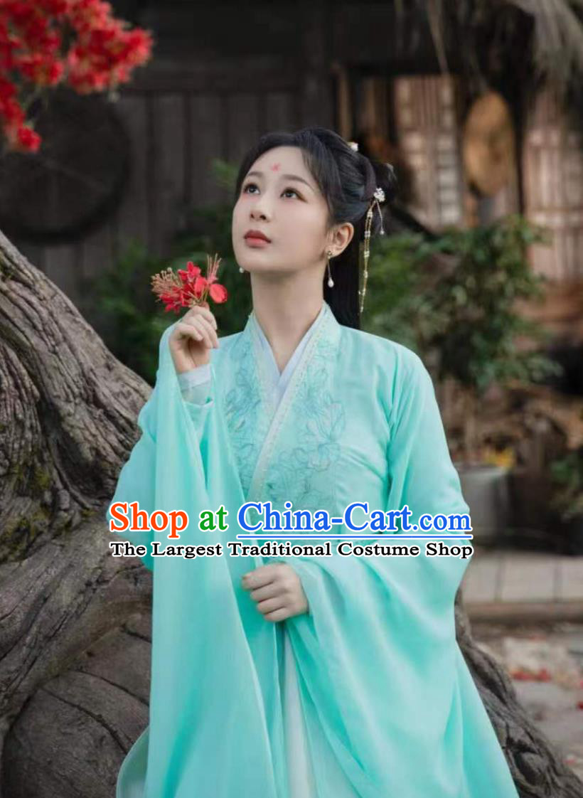 Ancient China Young Lady Clothing Traditional Hanfu Chinese TV Drama Lost You Forever Princess Xiling Jiu Yao Blue Dress