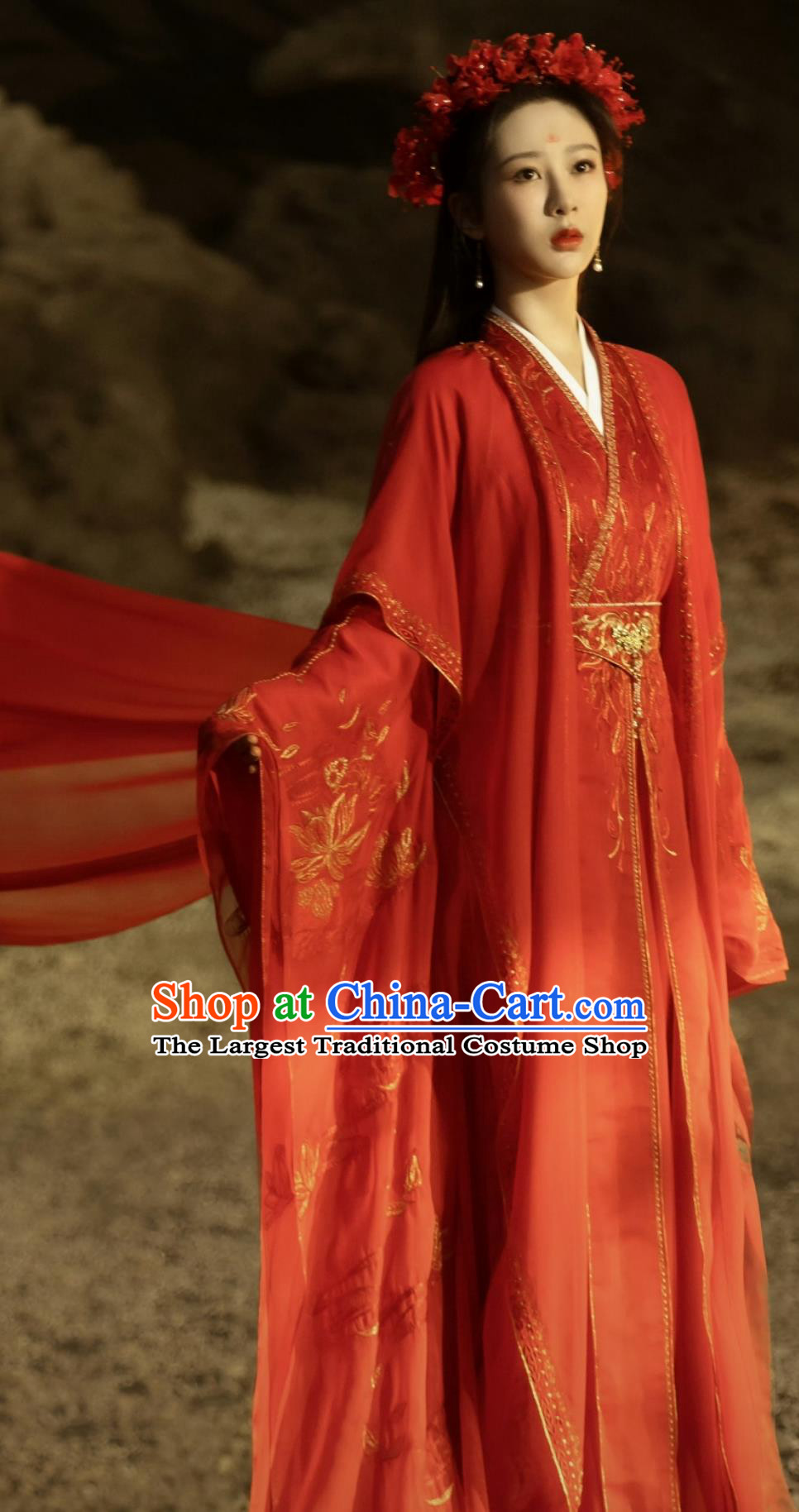 Ancient China Bride Clothing Traditional Chinese Hanfu TV Drama Lost You Forever Princess Xiao Yao Wedding Dress Red Costume