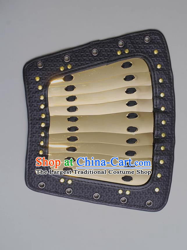 Ancient China Warrior Golden Wrist Bands Traditional Hanfu Accessories Chinese Ming Dynasty Stainless Steel Armguard