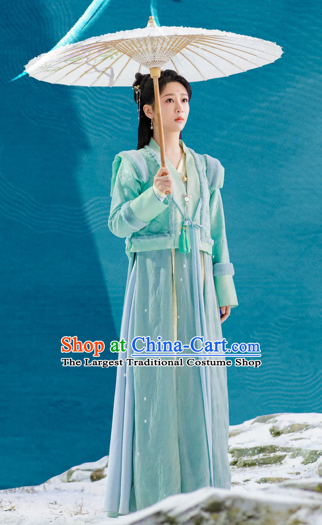 Traditional Chinese Blue Hanfu Dress TV Drama Lost You Forever Xiao Yao Costume Ancient China Young Woman Clothing