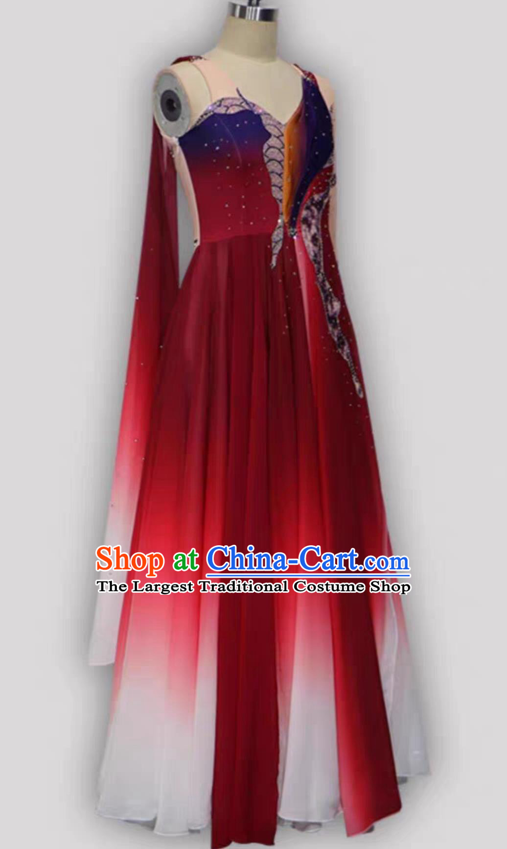 Top Dance Contest Woman Solo Dance Costume Chinese Classical Dance Yi Hong Zhuang Red Dress