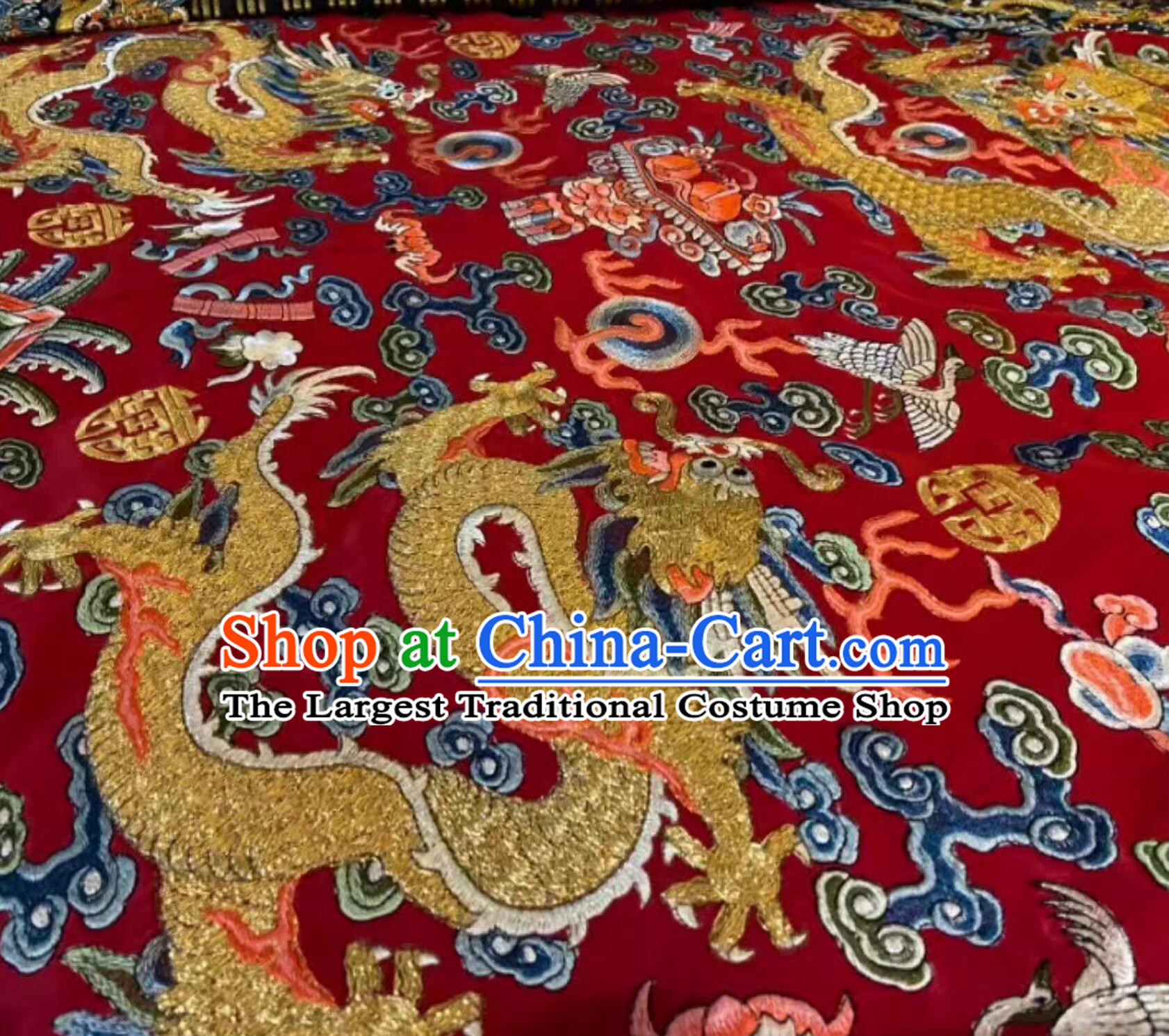 Chinese Qing Dynasty Emperor Crimson Dragon Robe Traditional Embroidered Imperial Robe Ancient China Monarch Clothing