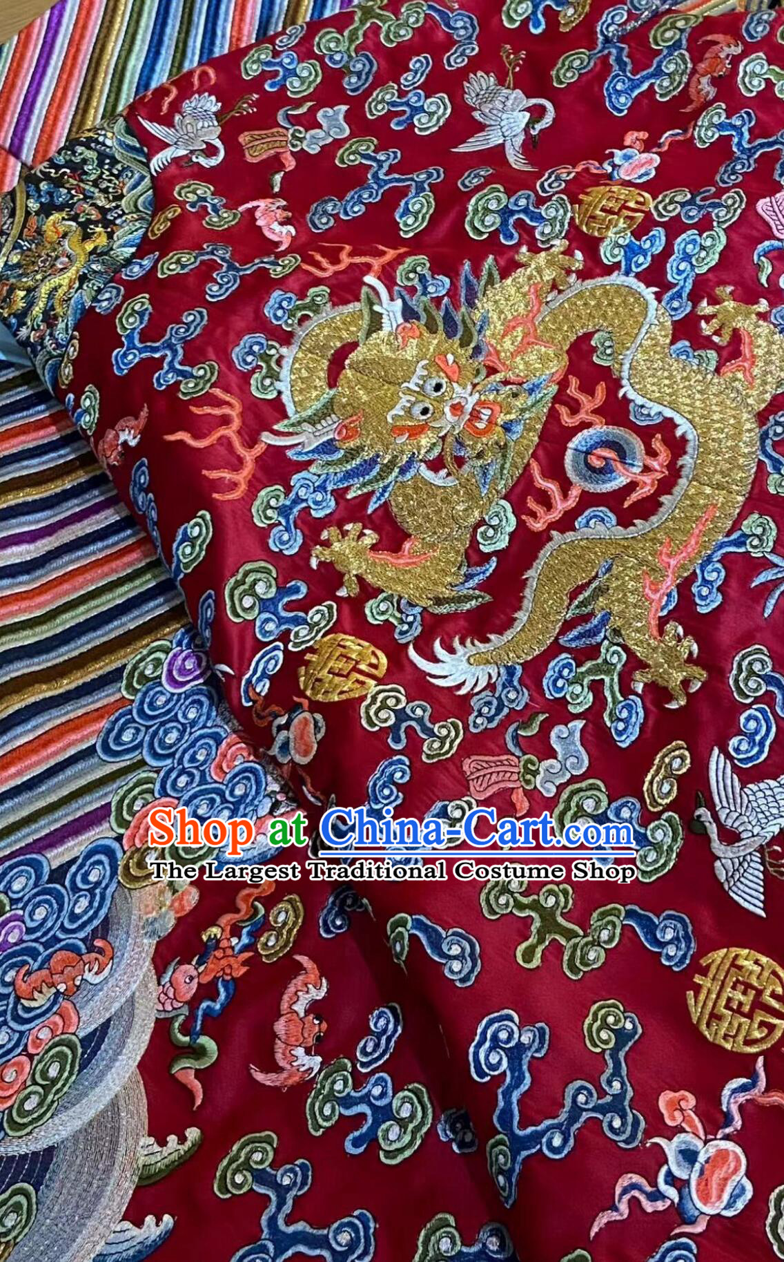 Chinese Qing Dynasty Emperor Crimson Dragon Robe Traditional Embroidered Imperial Robe Ancient China Monarch Clothing