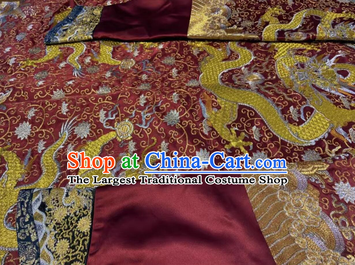 Ancient China Monarch Auspicious Attire Chinese Qing Dynasty Emperor Crimson Dragon Robe Clothing Traditional Twisted Gold Embroidery Imperial Robe