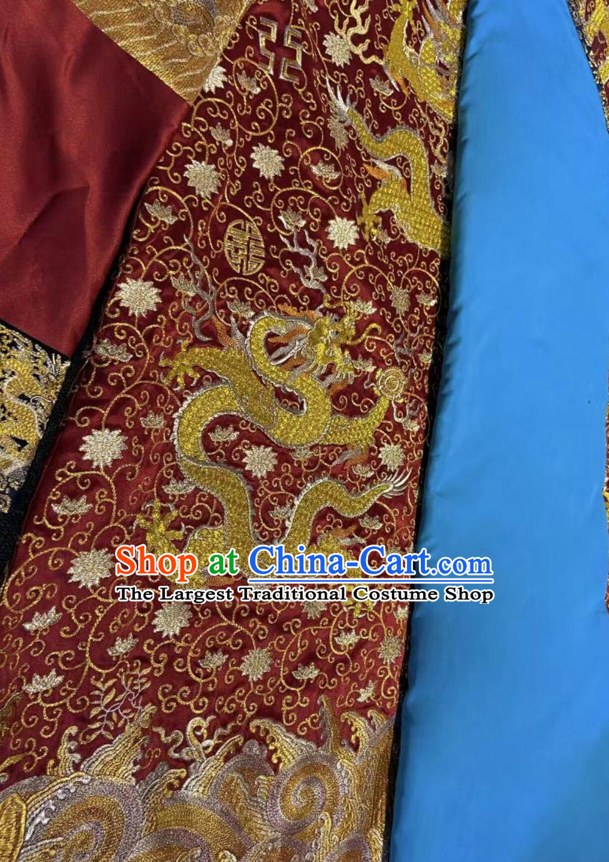 Ancient China Monarch Auspicious Attire Chinese Qing Dynasty Emperor Crimson Dragon Robe Clothing Traditional Twisted Gold Embroidery Imperial Robe