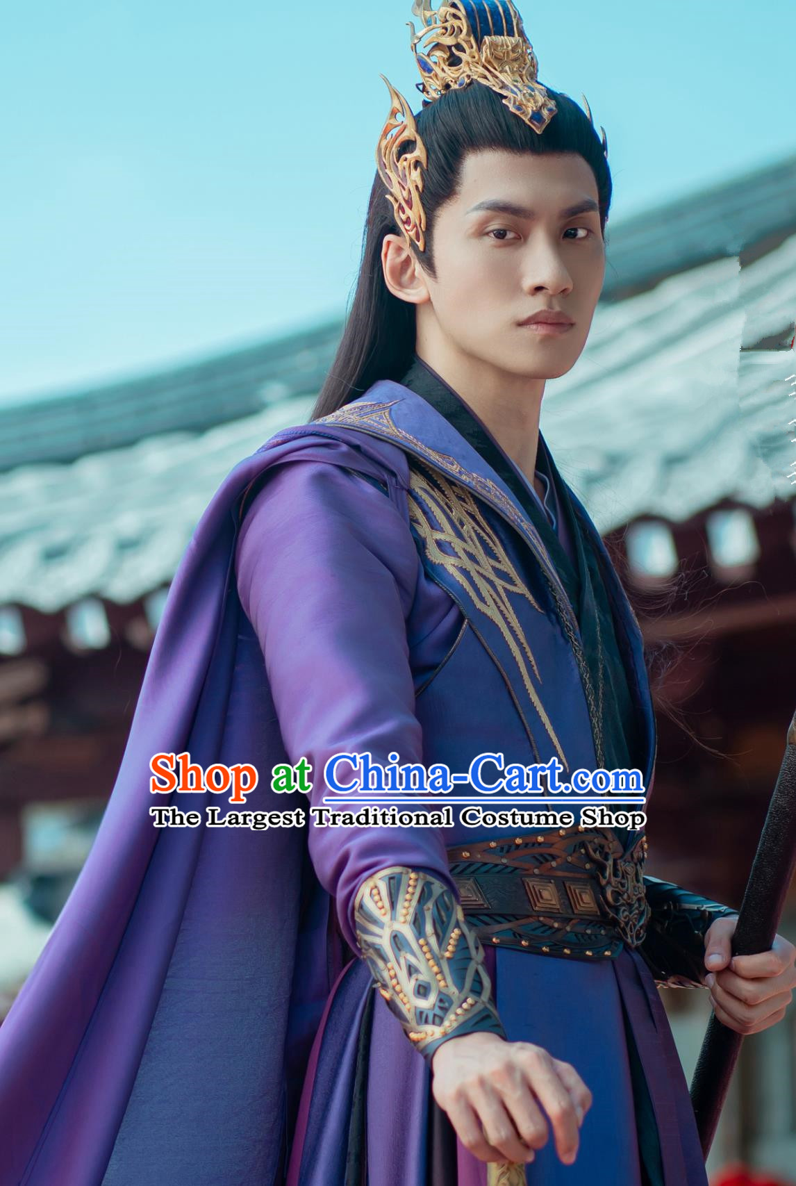 Ancient China Super Hero Clothing Chinese Drama Dashing Youth Purple Robe Marquis Costume