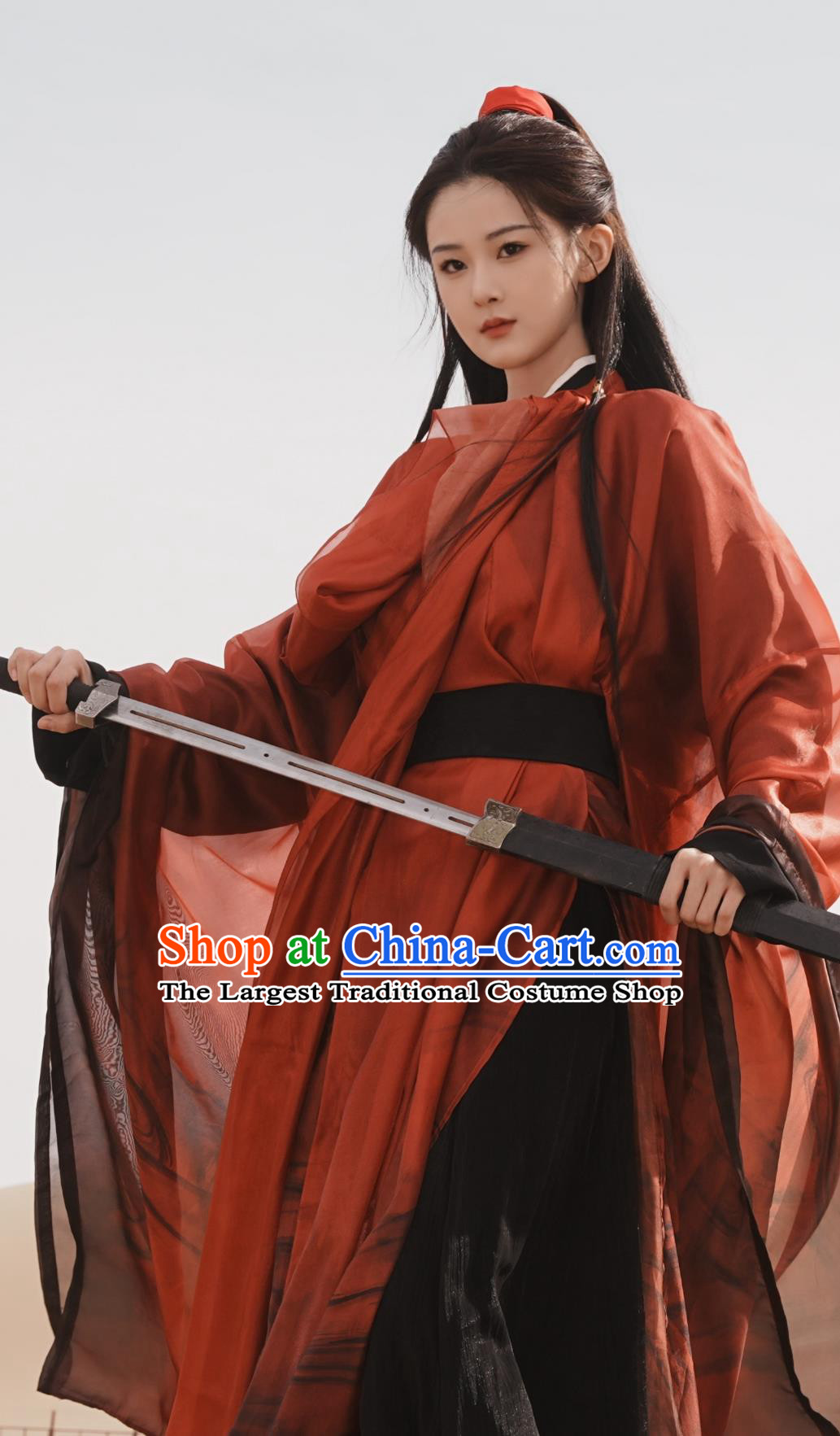 Ancient China Swordswoman Clothing TV Series Snowy Night Timeless Love Heroine Qiu Shui Yin Costume Chinese Traditional Red Hanfu Dress