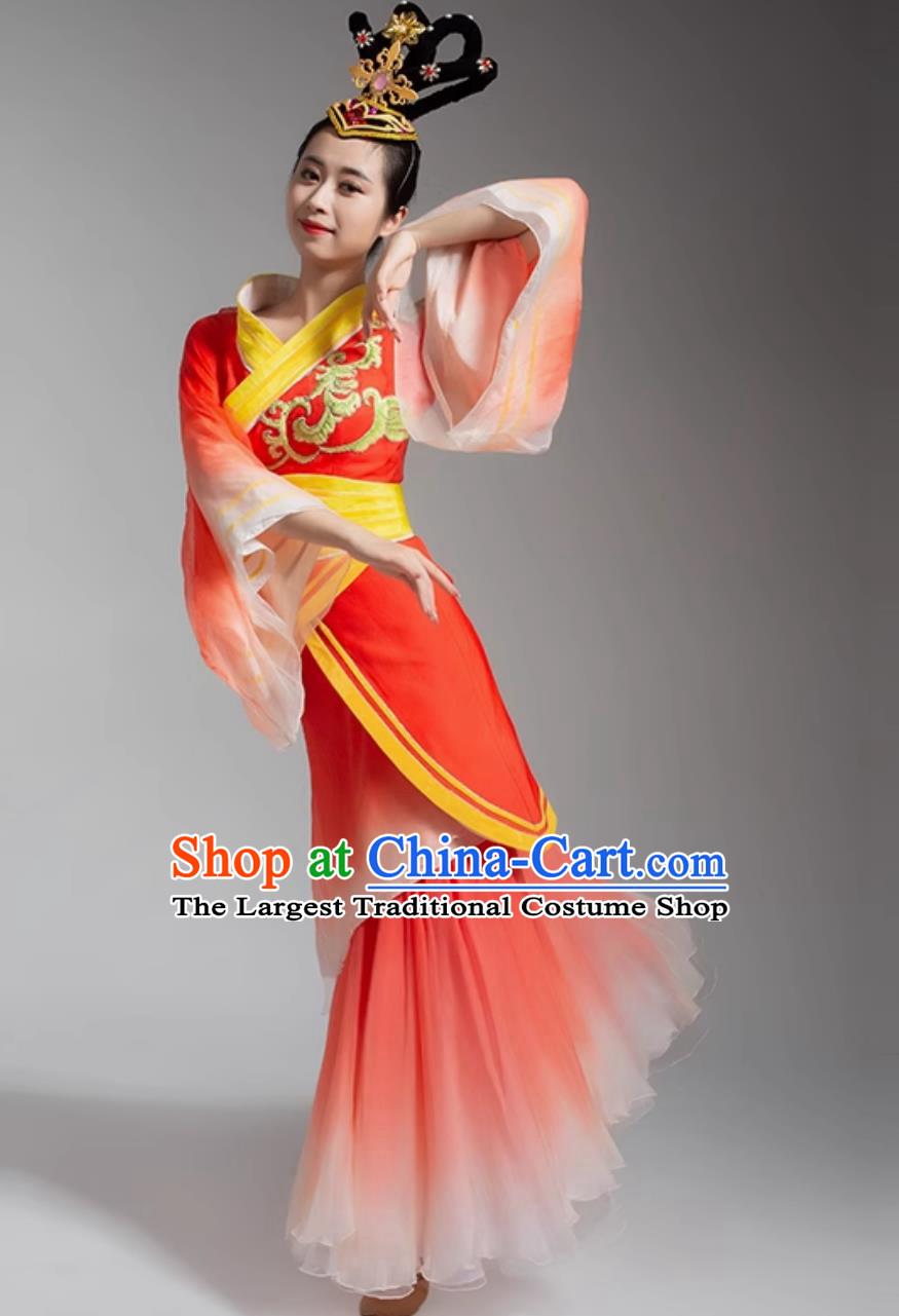 Women Hanfu Dance Clothing Chinese Classical Dance Red Dress Traditional Water Sleeve Dance Costume