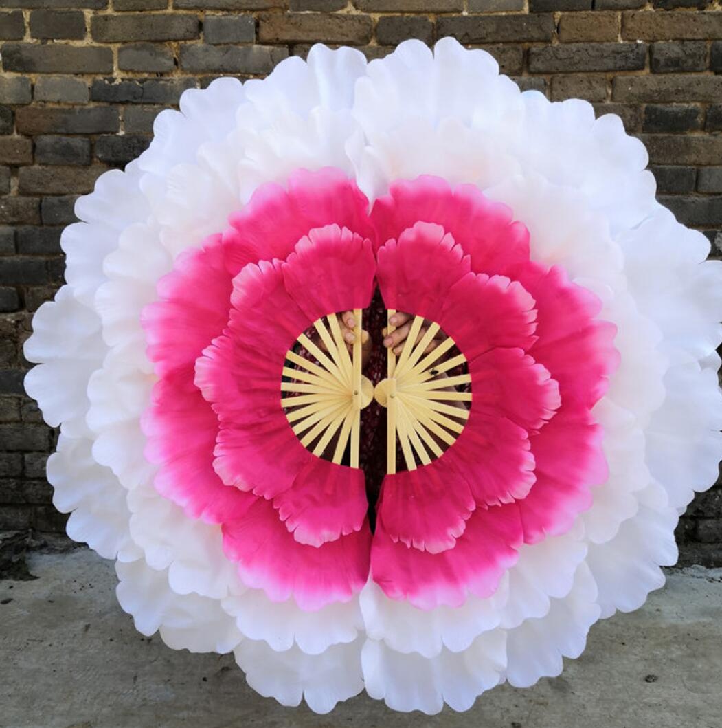 Chinese Folk Dance Fan Traditional Yangko Fan Handmade Peony Fan