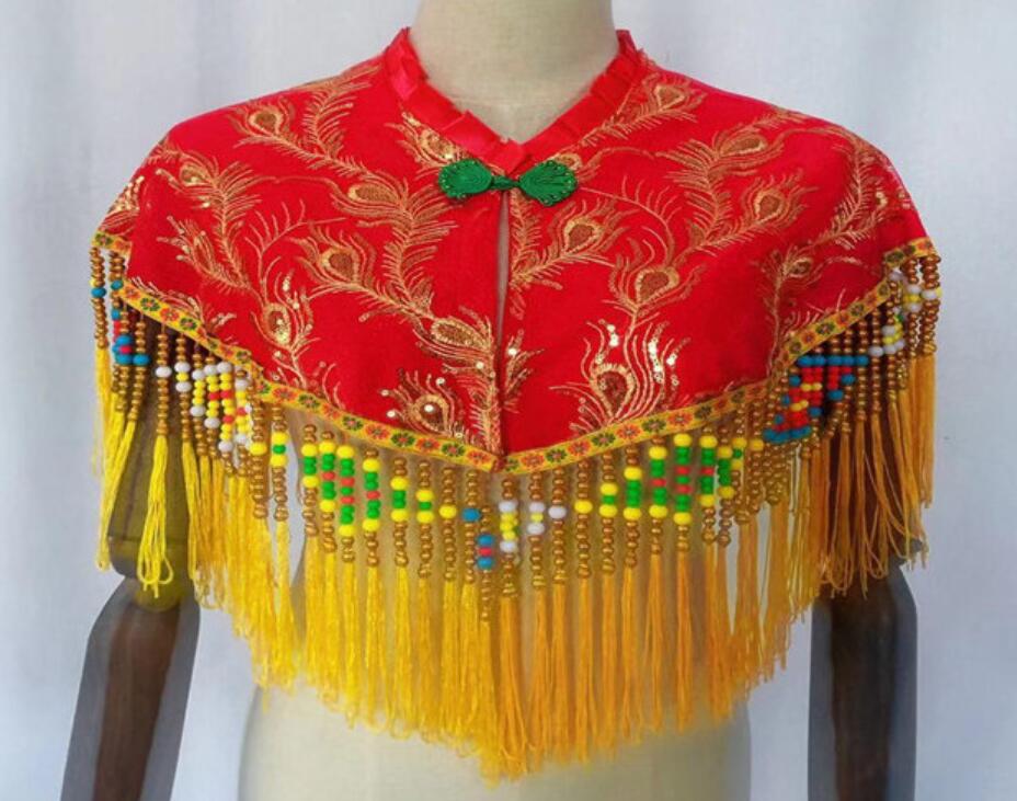 Chinese Peking Opera Clothing Handmade Hua Tan Cape Red Opera Shawl