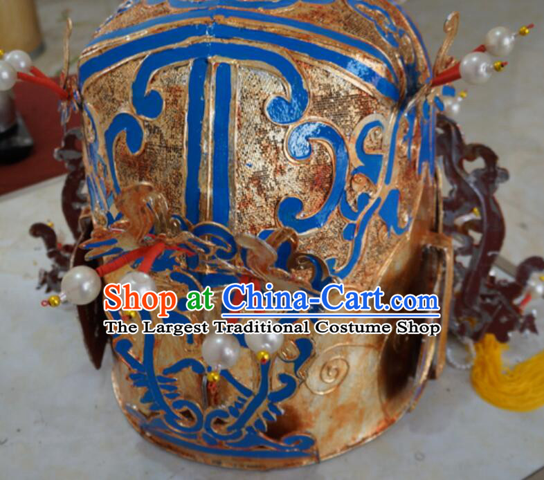 China Beijing Opera Laosheng Hat Handmade Opera Headwear Chinese Peking Opera Emperor Helmet