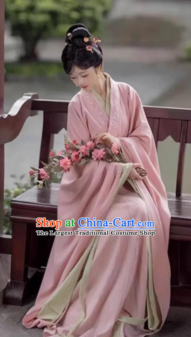 China Warring States Time Palace Woman Costumes Traditional Chinese Clothing Ancient Palace Princess Blue Hanfu Dress