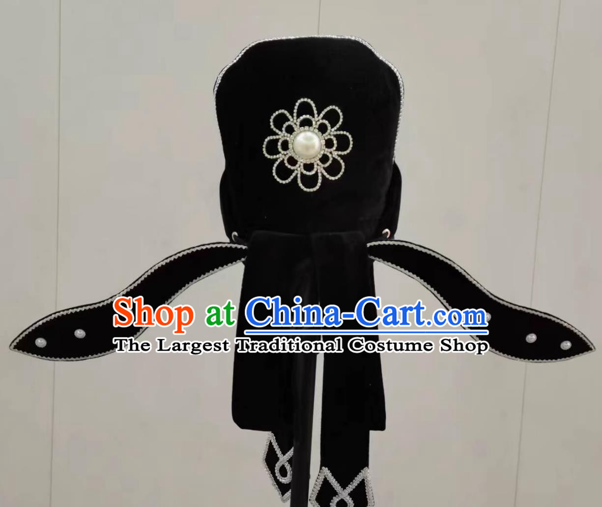 Traditional Opera Heladwear China Huangmei Opera Scholar Hat Handmade Chinese Beijing Opera Xiaosheng Headgear