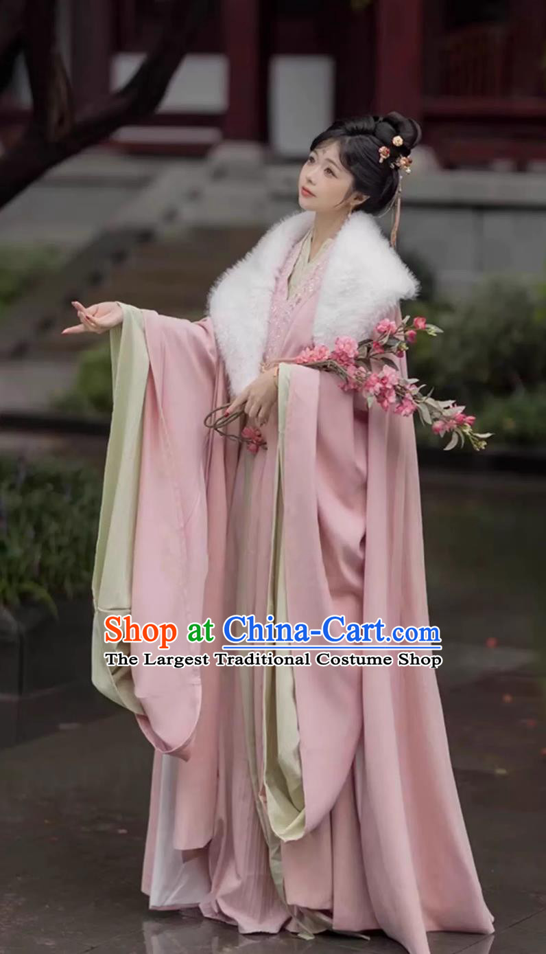 China Warring States Time Palace Woman Costumes Traditional Chinese Clothing Ancient Palace Princess Blue Hanfu Dress