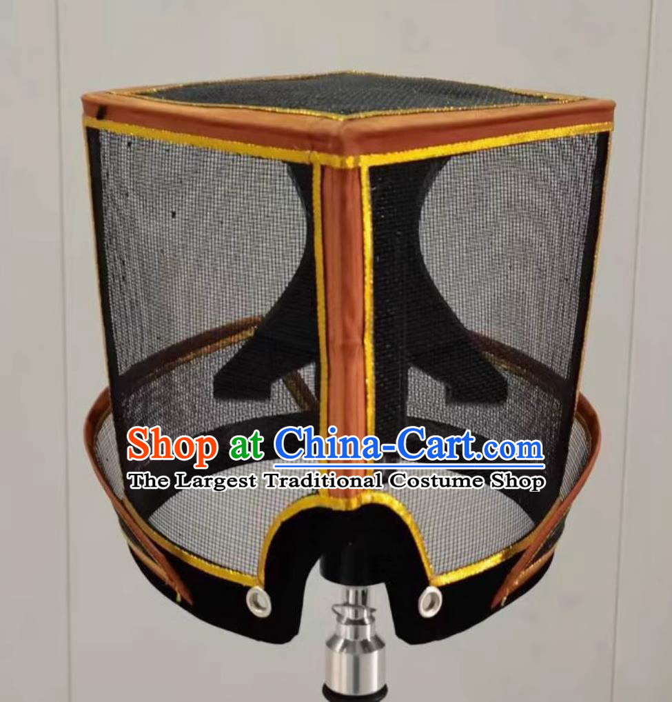 Handmade Traditional Opera Black Veil Hat China Beijing Opera Hamal Headwear Chinese Beijing Opera Yamen Runners Headgear
