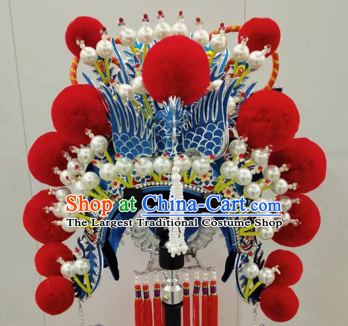 China Beijing Opera Female General Headwear Chinese Beijing Opera Actress Headgear Handmade Traditional Opera Butterfly Helmet