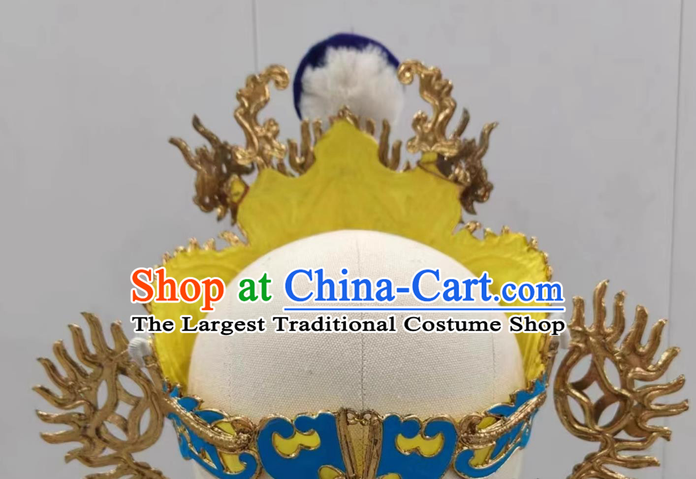 China Beijing Opera Wusheng Headgear Handmade Chinese Beijing Opera Zhuge Liang Hat Traditional Taoist Priest Headpiece