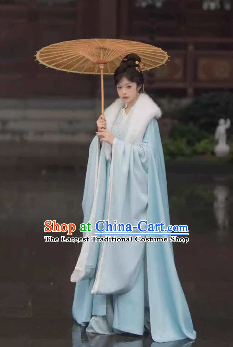 China Ancient Palace Princess Blue Hanfu Dress Jin Dynasty Palace Woman Costumes Traditional Chinese Clothing