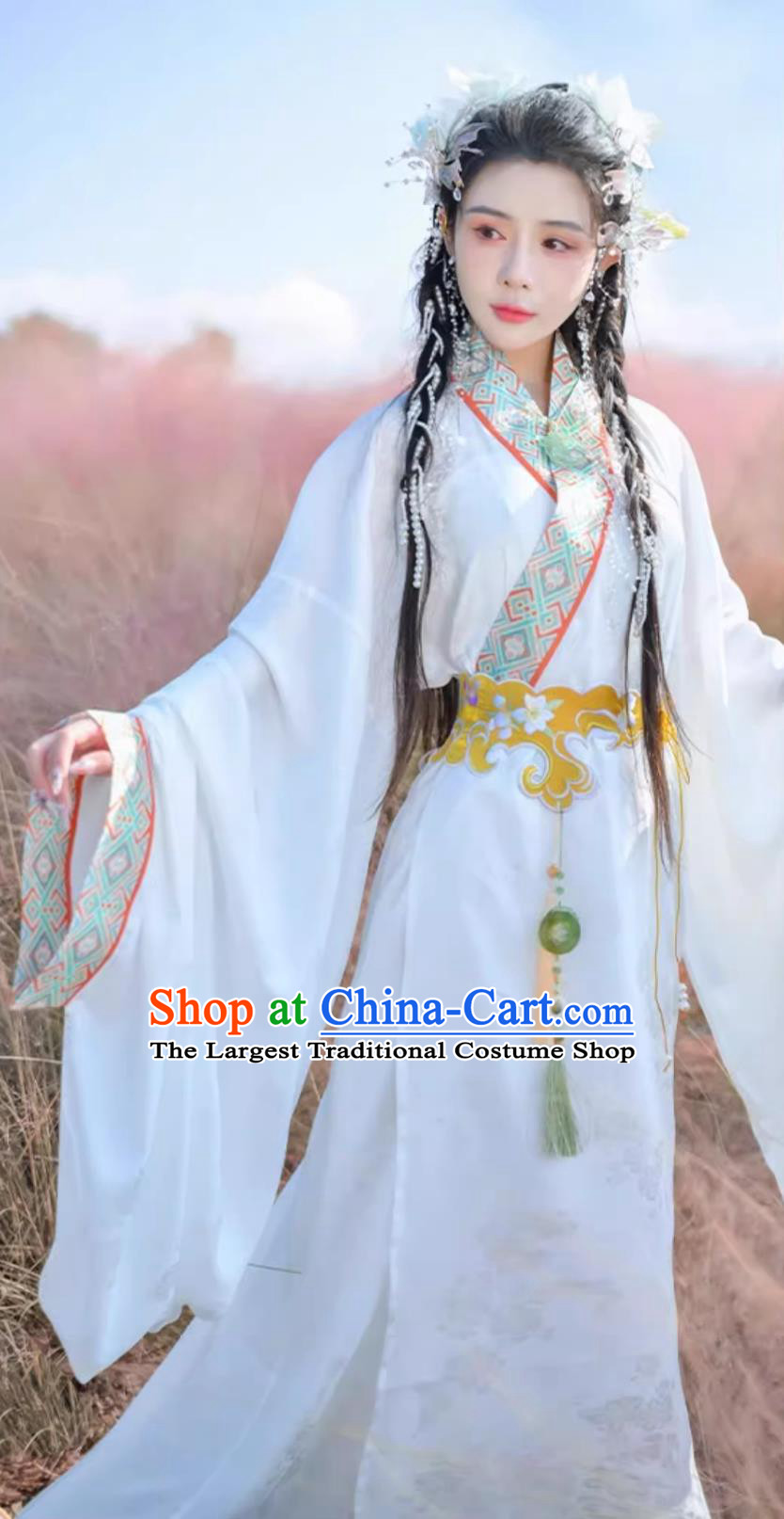 China Traditional Hanfu Dress Chinese Ancient Flower Goddess Clothing Palace Princess Costumes