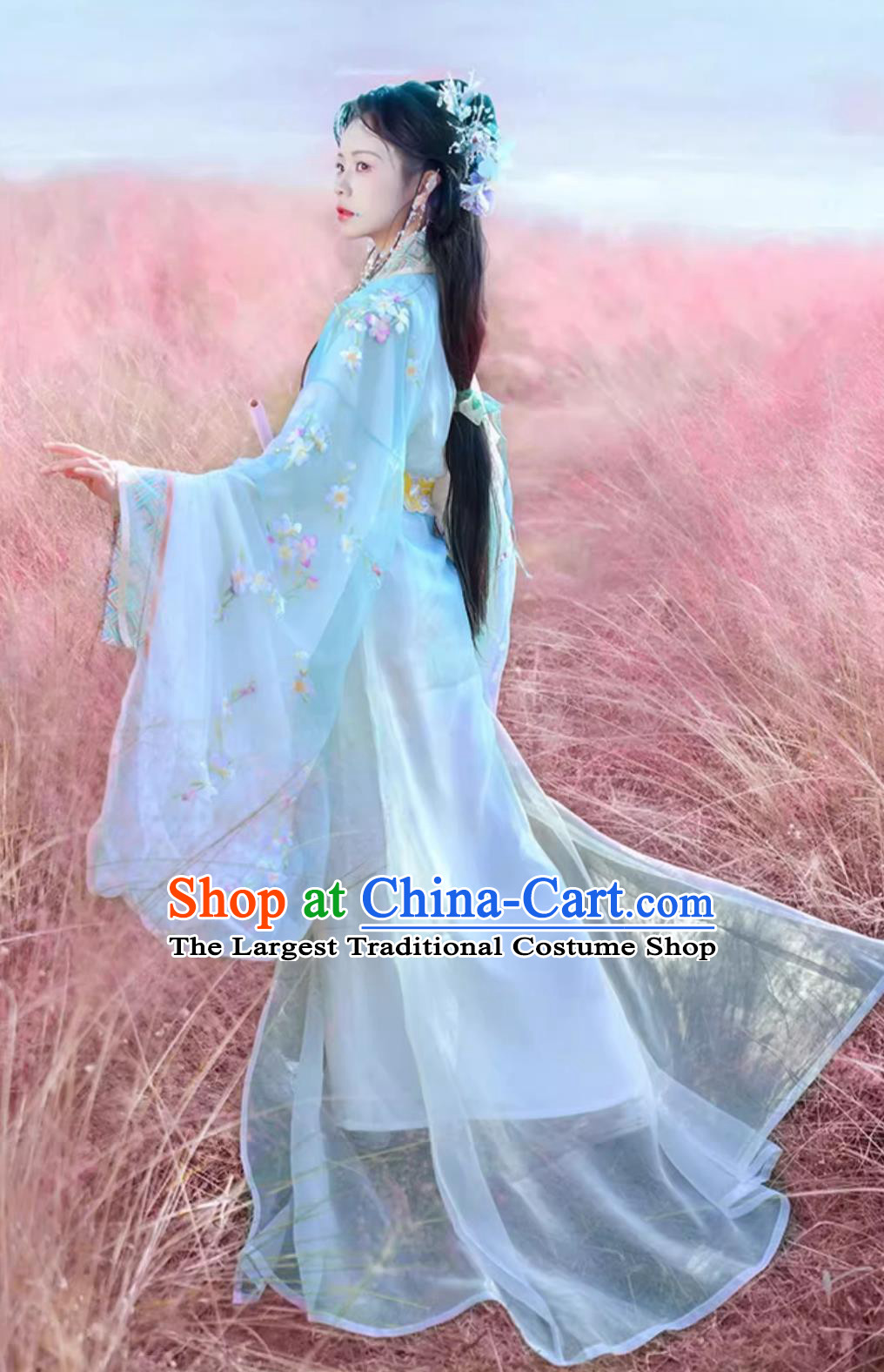 China Traditional Hanfu Dress Chinese Ancient Flower Goddess Clothing Palace Princess Costumes