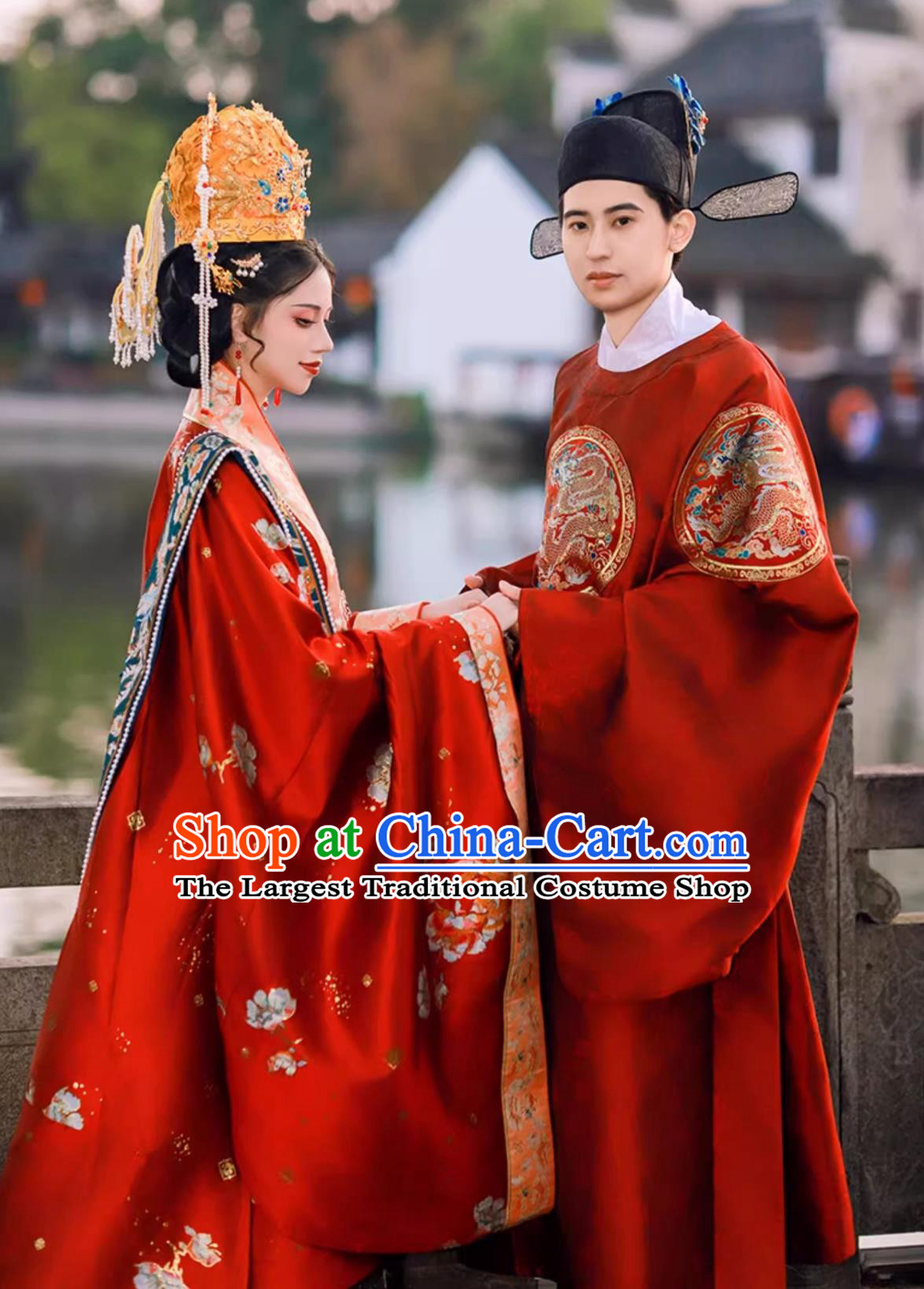 Chinese Ancient Bride and Groom Clothing Ming Dynasty Costumes China Traditional Wedding Hanfu Dresse  Sets