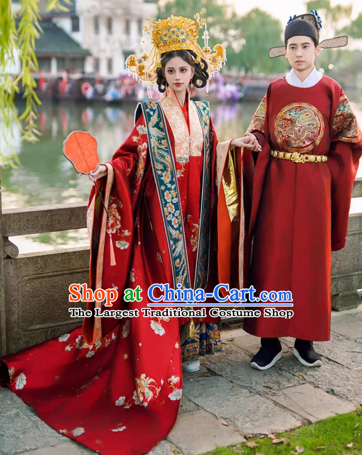 Chinese Ancient Bride and Groom Clothing Ming Dynasty Costumes China Traditional Wedding Hanfu Dresse  Sets