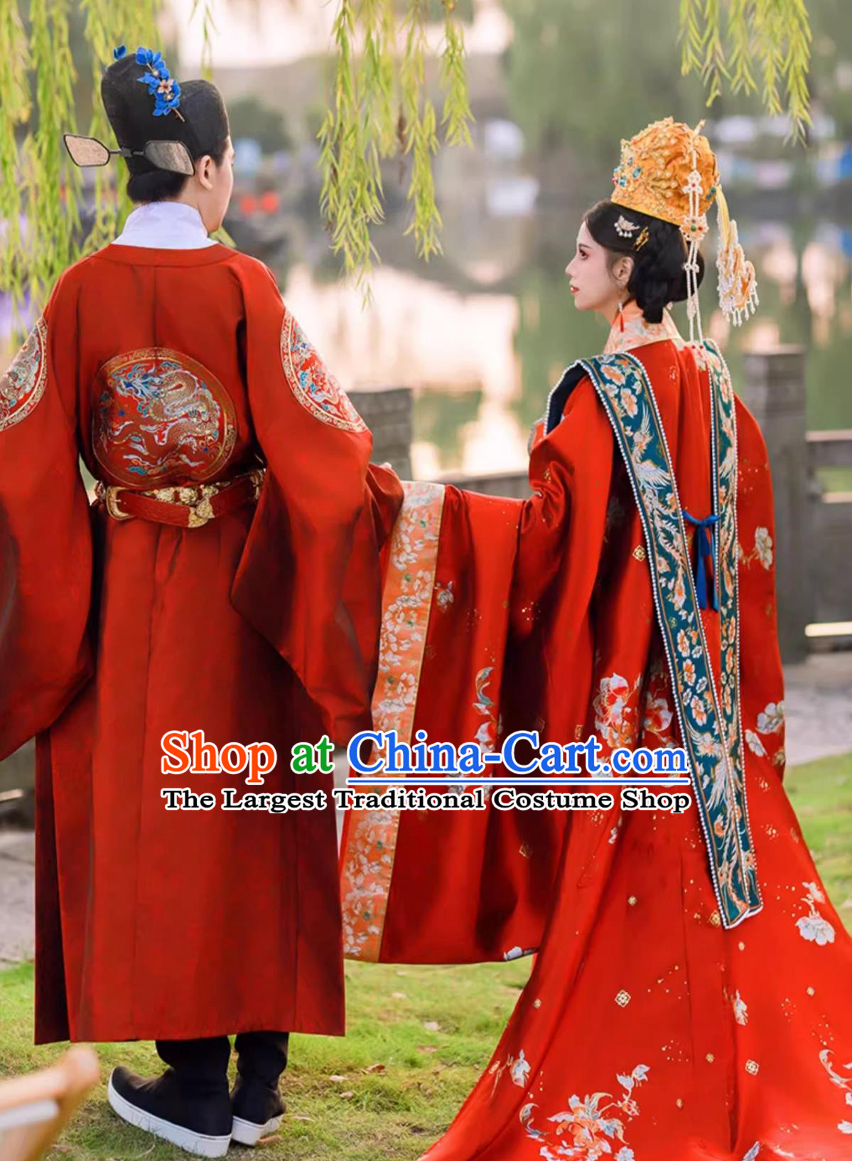 Chinese Ancient Bride and Groom Clothing Ming Dynasty Costumes China Traditional Wedding Hanfu Dresse  Sets