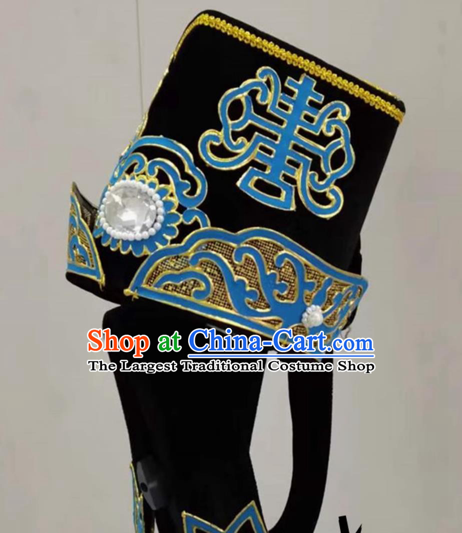Handmade Traditional Opera Hat China Beijing Opera Laosheng Headwear Chinese Peking Opera Ministry Councillor Headgear