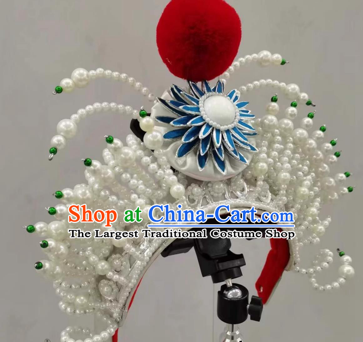 Chinese Peking Opera Female Warrior Headgear Handmade Traditional Opera Bai Suzhen Crown China Beijing Opera Legend of the White Snake Headwear