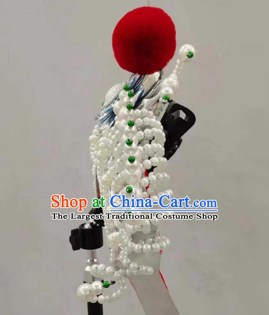 Chinese Peking Opera Female Warrior Headgear Handmade Traditional Opera Bai Suzhen Crown China Beijing Opera Legend of the White Snake Headwear
