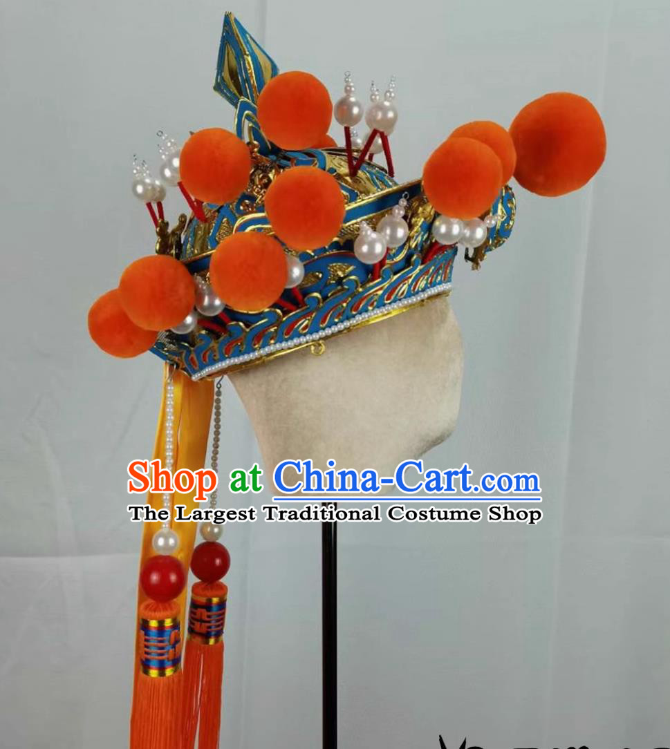 China Beijing Opera Seignior Hat Chinese Peking Opera Xue Pinggui Headgear Handmade Traditional Opera Helmet