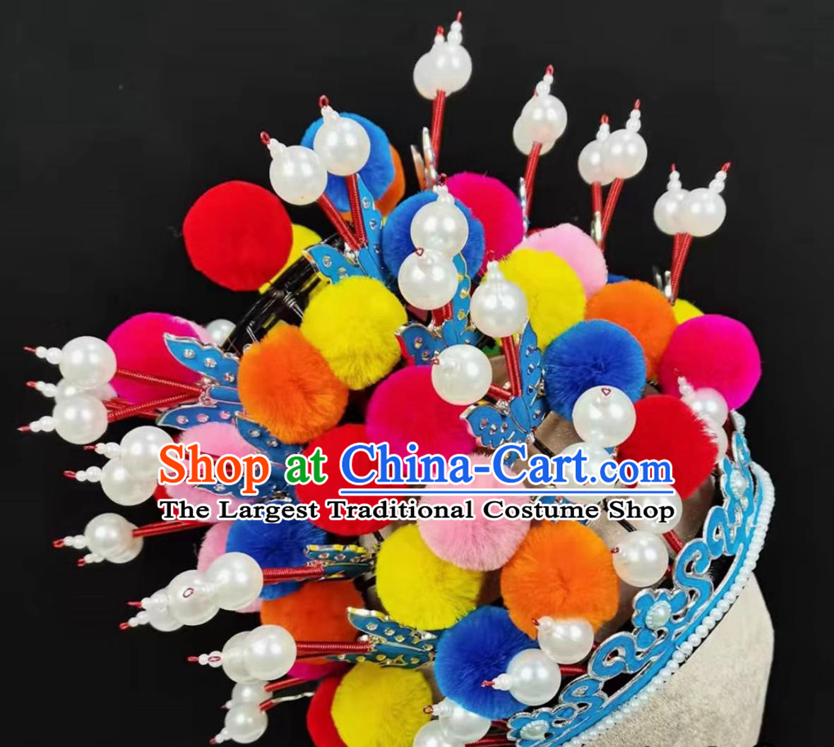 Handmade Traditional Opera Li Kui Hat China Beijing Opera Hua Lian Helmet Chinese Peking Opera Wusheng Headgear