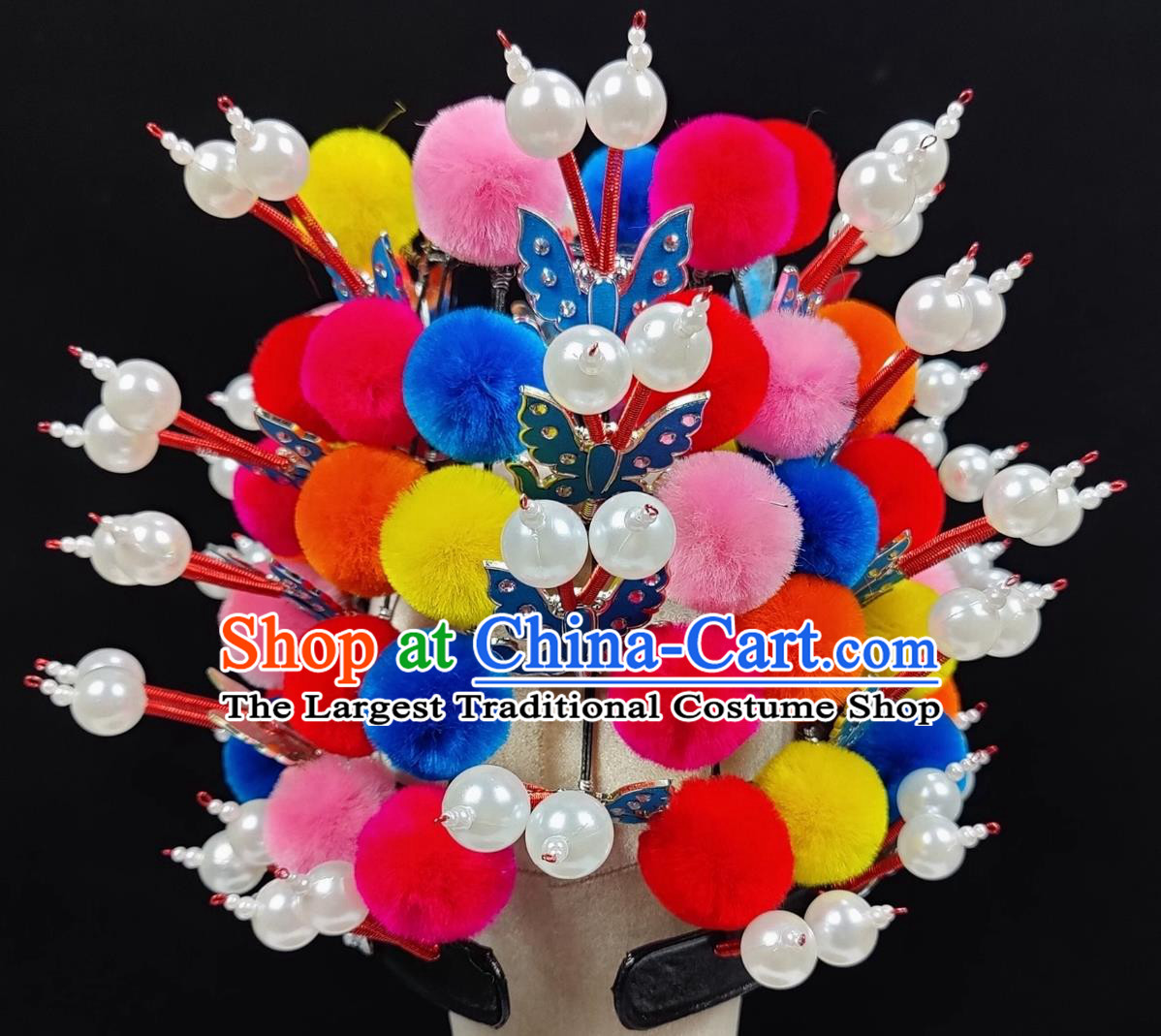 Handmade Traditional Opera Li Kui Hat China Beijing Opera Hua Lian Helmet Chinese Peking Opera Wusheng Headgear